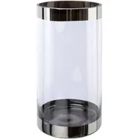 Creativ Deco Bodenvase , transparent, H:30cm Ø:15cm, Glas, Vasen, Bodenvase, mit silberfarbenen Absetzungen