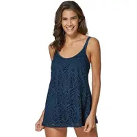 Witt Tankini "Oversized-Tankini-Top Tankini-Oberteil mit Spitze", Damen, Gr. 38, Cup D, dunkelblau, Modisch, Bikini-Sets Tankini