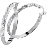 Smart Jewel Paar Creolen "Creolen diamantiert, Silber 925", silber, Ohrringe, Damen, Silber 925 (Sterlingsilber), Paar Creolen