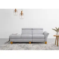 Home affaire Recamiere "Lindgren", silber, B:206cm H:84cm T:93cm, 100% Polyester, Sofas, Recamiere, wahlweise motorische TV-Funktion, Bettkasten und Kopfteilverstellung