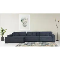 Home affaire Ottomane "Skara L-Form", blau (graublau), B:310cm H:86cm T:100cm, 100% Polyester, Sofas, Ottomane, Lounge-Sofa mit Federkernpolsterung, in vielen Bezugsvarianten