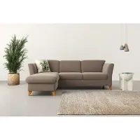 Home affaire Ecksofa "Trelleborg L-Form", beige (dunkelbeige), B:249cm H:86cm T:162cm, 100% Polyester, Sofas, Ecksofa, Federkern-Polsterung, wahlweise mit Schlaffunktion und Bettkasten