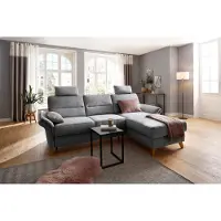 Otto Home Ecksofa "Westerland L-Form", grau, B:252cm H:90cm T:162cm, 100% Polyester, Sofas, Ecksofa, Federkern-Polsterung, wahlweise mit Schlaffunktion, Bettkasten