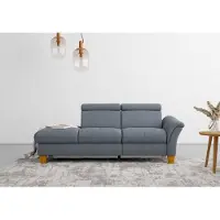 Otto Home Recamiere "Lindgren", blau (hellblau), B:206cm H:84cm T:93cm, 100% Polyester, Sofas, Recamiere, wahlweise motorische TV-Funktion, Bettkasten und Kopfteilverstellung