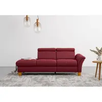 Otto Home Recamiere "Lindgren", rot (bordeaux), B:206cm H:84cm T:93cm, 100% Polyester, Sofas, Recamiere, wahlweise motorische TV-Funktion, Bettkasten und Kopfteilverstellung