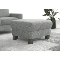 Otto Home Polsterhocker "Summer", silber, B:77cm H:48cm T:67cm, 100% Polyester, Hocker, Polsterhocker, inkl. Stauraum, Cord-Bezug, wengefarbene Holzfüße