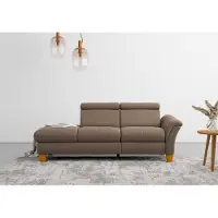 Otto Home Recamiere "Lindgren", braun (nuss), B:206cm H:84cm T:93cm, 100% Polyester, Sofas, Recamiere, wahlweise motorische TV-Funktion, Bettkasten und Kopfteilverstellung