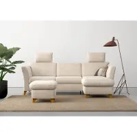 Home affaire Ecksofa "Trelleborg L-Form", beige (creme), B:249cm H:86cm T:162cm, 100% Polyester, Sofas, Ecksofa, wahlweise mit Bettfunktion und Bettkasten, inkl. Federkern-Polsterung