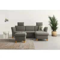 Home affaire Ecksofa "Trelleborg L-Form", braun (schlamm), B:249cm H:86cm T:162cm, 100% Polyester, Sofas, Ecksofa, Federkern-Polsterung, wahlweise mit Schlaffunktion und Bettkasten