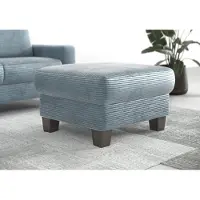 Otto Home Polsterhocker "Summer", blau (blau, grau), B:77cm H:48cm T:67cm, 100% Polyester, Hocker, Polsterhocker, inkl. Stauraum, Cord-Bezug, wengefarbene Holzfüße