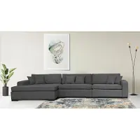 Home affaire Ottomane "Skara L-Form", grau (dunkelgrau), B:310cm H:86cm T:100cm, 100% Polyester, Sofas, Ottomane, Lounge-Sofa mit Federkernpolsterung, in vielen Bezugsvarianten