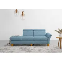 Home affaire Recamiere "Lindgren", blau (eisblau), B:206cm H:84cm T:93cm, 100% Polyester, Sofas, Recamiere, wahlweise motorische TV-Funktion, Bettkasten und Kopfteilverstellung