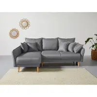Home affaire Ecksofa "Granbo L-Form, B: 240 cm", grau, B:240cm H:95cm T:170cm, 100% Polyester, Sofas, Ecksofa, incl. Bettfunktion und Bettkasten, Federkern-Polsterung, Seitentasche