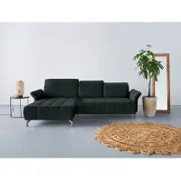 Inosign Ecksofa "Fresh L-Form", grün (dunkelgrün), B:281cm H:79cm T:185cm, 100% Polyester, Sofas, Ecksofa, Federkern, wahlweise Kopfteilverstellung und motorischer Vorziehsitz