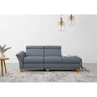 Otto Home Recamiere "Lindgren", blau (hellblau), B:206cm H:84cm T:93cm, 100% Polyester, Sofas, Recamiere, wahlweise motorische TV-Funktion, Bettkasten und Kopfteilverstellung