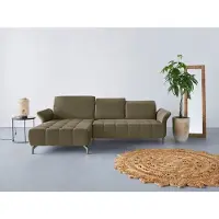 Inosign Ecksofa "Fresh L-Form", grün (olive), B:281cm H:79cm T:185cm, 100% Polyester, Sofas, Ecksofa, Federkern, wahlweise Kopfteilverstellung und motorischer Vorziehsitz