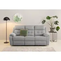 Otto Home 3-Sitzer "Lannilis", grau (hellgrau), B:210cm H:99cm T:92cm, Webstoff 95% Polyester 5% Nylon, Sofas, 3-Sitzer, mit manueller und elektrischer Relaxfunktion