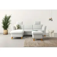 Home affaire Ecksofa "Trelleborg L-Form", grau (hellgrau), B:249cm H:86cm T:162cm, 100% Polyester, Sofas, Ecksofa, Federkern-Polsterung, wahlweise mit Schlaffunktion und Bettkasten