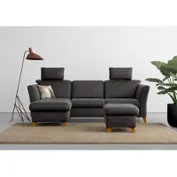 Home affaire Ecksofa "6", grau, B:249cm H:86cm T:162cm, 100% Polyester, Sofas, Ecksofa, wahlweise mit Bettfunktion und Bettkasten, inkl. Federkern-Polsterung