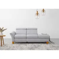 Otto Home Recamiere "Lindgren", silber, B:206cm H:84cm T:93cm, 100% Polyester, Sofas, Recamiere, wahlweise motorische TV-Funktion, Bettkasten und Kopfteilverstellung