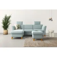 Home affaire Ecksofa "Trelleborg L-Form", blau (aqua), B:249cm H:86cm T:162cm, 100% Polyester, Sofas, Ecksofa, Federkern-Polsterung, wahlweise mit Schlaffunktion und Bettkasten