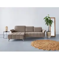 Inosign Ecksofa "Fresh L-Form", beige (sand), B:281cm H:79cm T:185cm, 100% Polyester, Sofas, Ecksofa, Federkern, wahlweise Kopfteilverstellung und motorischer Vorziehsitz