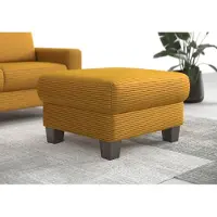 Otto Home Polsterhocker "Summer", gelb (mustard), B:77cm H:48cm T:67cm, 100% Polyester, Hocker, Polsterhocker, inkl. Stauraum, Cord-Bezug, wengefarbene Holzfüße