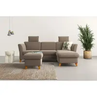 Home affaire Ecksofa "Trelleborg L-Form", beige (dunkelbeige), B:249cm H:86cm T:162cm, 100% Polyester, Sofas, Ecksofa, Federkern-Polsterung, wahlweise mit Schlaffunktion und Bettkasten