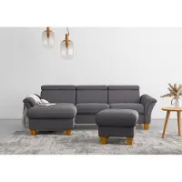 Home affaire Ecksofa "Lindgren L-Form", braun (espresso), B:258cm H:84cm T:169cm, 100% Polyester, Sofas, Ecksofa, wahlweise mit Bett mit klappbaren Rollen, Kasten und Kopfverstellung