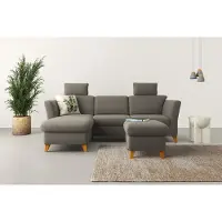 Home affaire Ecksofa "Trelleborg L-Form", braun (schlamm), B:249cm H:86cm T:162cm, 100% Polyester, Sofas, Ecksofa, Federkern-Polsterung, wahlweise mit Bettfunktion und Bettkasten