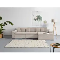Home affaire Ottomane "Skara L-Form", beige (natur), B:310cm H:86cm T:100cm, 100% Polyester, Sofas, Ottomane, Lounge-Sofa mit Federkernpolsterung, in vielen Bezugsvarianten