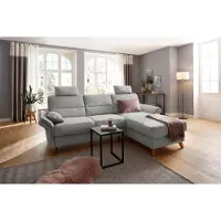 Otto Home Ecksofa "Westerland L-Form", grau (hellgrau), B:252cm H:90cm T:162cm, 100% Polyester, Sofas, Ecksofa, Federkern-Polsterung, wahlweise mit Schlaffunktion, Bettkasten