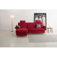 Otto Home Ecksofa "Westerland L-Form", rot (bordeaux), B:252cm H:90cm T:162cm, 100% Polyester, Sofas, Ecksofa, Federkern-Polsterung, wahlweise mit Schlaffunktion, Bettkasten