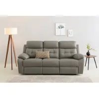 Otto Home 3-Sitzer "Lannilis", grau (hellgrau), B:210cm H:99cm T:92cm, Kunstleder 100% Polyurethan, Sofas, 3-Sitzer, mit manueller und elektrischer Relaxfunktion