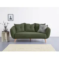Home affaire 2,5-Sitzer "Baggio modern und romantisches Design, bequem, Breite 196cm", grün, B:196cm H:80cm T:103cm, Sofas, 2 5-Sitzer, Zierkissen inklusive