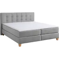 Home affaire Boxspringbett "Moulay", grau, B:174cm L:231cm, Komplettbetten, Boxspringbett, inkl. Topper, in Überlänge 220 cm, 3 Härtegrade, auch in H4