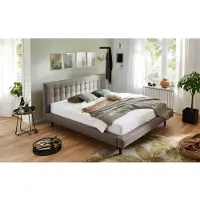 Andas Polsterbett "Tobjörn", grau (taupe), B:184cm H:35cm L:223cm, Betten, Polsterbett, Mit breitem Futon-Rahmen