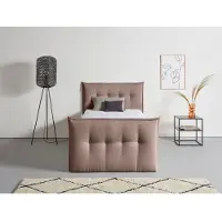 Andas Boxbett "Kederleicht", grau (taupe), B:155cm L:226cm, Komplettbetten, Boxbett, inklusive Fußteil, Bettkasten & Topper, in 4 Breiten und 2 Härtegraden