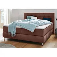 Home affaire Boxspringbett "Salo XXL", braun, B:174cm L:231cm, Komplettbetten, Boxspringbett, in Samtoptik oder Struktur, 6 Breiten in Überlänge 220cm, 4 Härtegrade