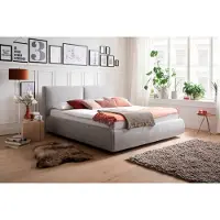 Meise.möbel Polsterbett .MÖBEL "Atesio", grau (hellgrau), B:199cm H:103cm L:225cm, Bezug Bett: Stoff (90% Polyester, 10% Baumwolle), Betten, Polsterbett, Wahlweise mit Lattenrost, Matratze und Bettkasten