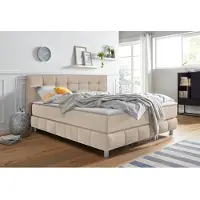Home affaire Boxspringbett "Salo XXL", beige, B:214cm L:231cm, Komplettbetten, Boxspringbett, in Samtoptik oder Struktur, 6 Breiten in Überlänge 220cm, 4 Härtegrade