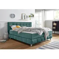 Home affaire Boxspringbett "Salo XXL", grün (mint), B:214cm L:231cm, Komplettbetten, Boxspringbett, in Samtoptik oder Struktur, 6 Breiten in Überlänge 220cm, 4 Härtegrade