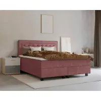 Leonique Boxspringbett "Jeanne", rosa (rosé), B:181cm L:208cm, 100% Polyester, Komplettbetten, Boxspringbett, inkl. Topper mit Taschen-Federkernmatratze