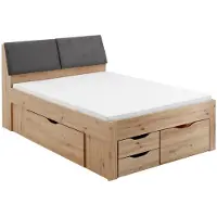 Relita Stauraumbett "Maxi", braun (eiche artisan), B:145cm H:103,8cm L:237,5cm, Bezug Kopfteil: 100% Polyester, Betten, Stauraumbett, mit Schubladen und Stauraum im Kopfteil
