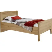 Wiemann Bett "Mainau", braun (bianco, eiche, nachbildung), B:99cm H:94cm L:207cm, Betten, Bett, 4-fach Liegehöhen-Verstellung