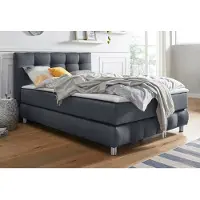 Home affaire Boxspringbett "Salo XXL", grau (anthrazit), B:154cm L:231cm, Komplettbetten, Boxspringbett, in Samtoptik oder Struktur, 6 Breiten in Überlänge 220cm, 4 Härtegrade