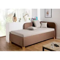 Maintal Polsterliege "Aolana", beige (beige, braun), B:102cm L:205cm, Komplettbetten, Polsterliege, mit Bettkasten, in 2 Breiten, Federkern- oder Bonellmatratze wählbar