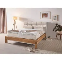 Home affaire Boxspringbett "Villads", beige (sabbia), B:179cm L:231cm, Komplettbetten, Boxspringbett, Liegefläche: 160/200 cm aus Balkeneiche, Inside-Boxspring-Unterbau