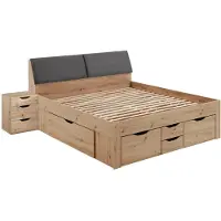Relita Stauraumbett "Maxi", braun (eiche artisan), B:185cm H:103,8cm L:237,5cm, Bezug Kopfteil: 100% Polyester, Betten, Stauraumbett, mit Schubladen und Stauraum im Kopfteil