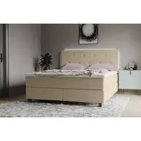 Inosign Boxspringbett "Alenika", weiß (ivory), B:161cm L:208cm, 100% Polyester, Komplettbetten, Boxspringbett, mit LED - Beleuchtung, mit Taschen-Federkernmatratze